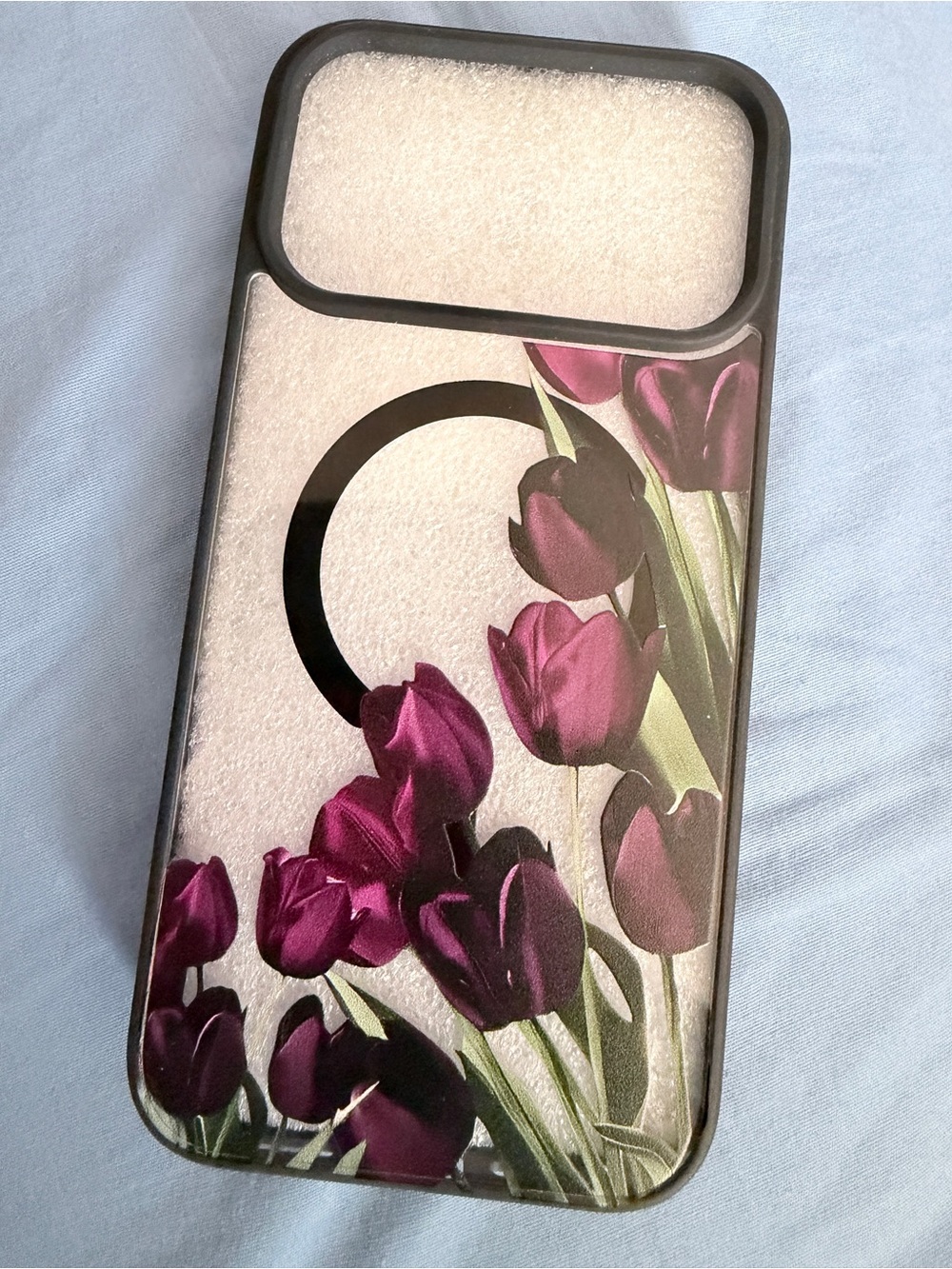Purple Tulip Floral iPhone 17 pro max magsafe Case